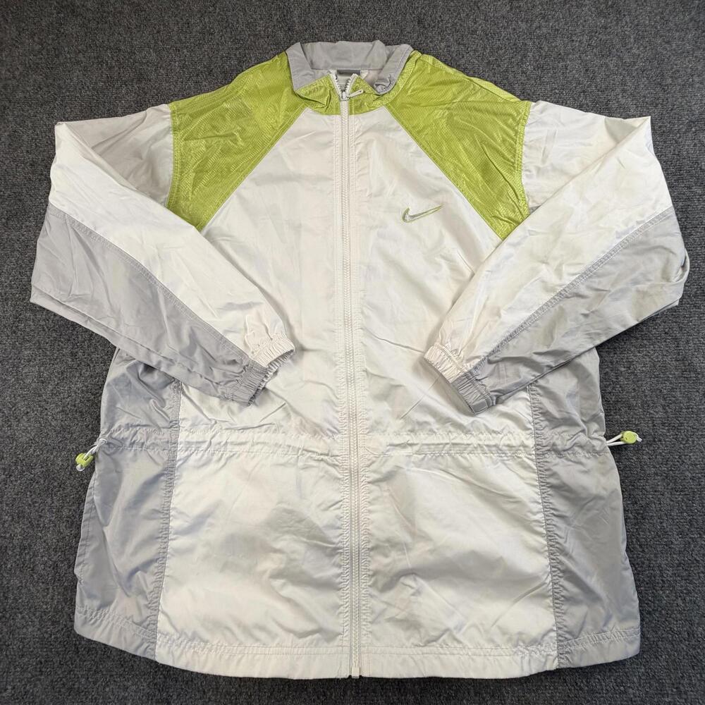 Nike Men's Windbreaker Jacket XL 16-18 White Gray Green #1275